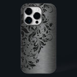 Elegant Grått Blommigt Snöre på Grått<br><div class="desc">Grått-toner,  metallisk bakgrund,  med mörk-grått blommigt snöre.</div>