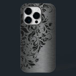 Elegant Grått Blommigt Snöre på Grått<br><div class="desc">Grått-toner,  metallisk bakgrund,  med mörk-grått blommigt snöre.</div>