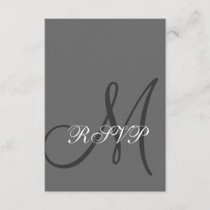 Elegant Grått Bröllop OSA Card med initialt Kort
