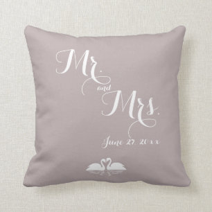 Elegant Grått Bröllop Pillows Svanar Kudde