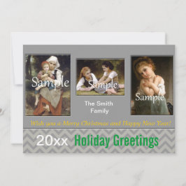 Elegant grått Chevron helgdag, jul, nyår Julkort