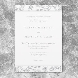 Elegant Grått Chinoiserie Bird Vapensköld Gräns Br Inbjudningar