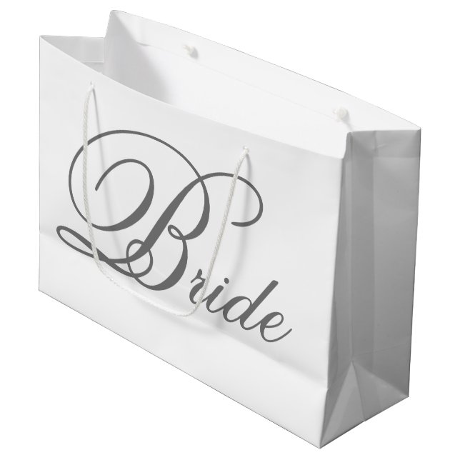 Elegant Grått Classic-skript Bride Large Gift Bag (Framsidan Vinklad)