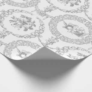 Elegant Grått Engraved Blommigt Medallions and Sw Presentpapper