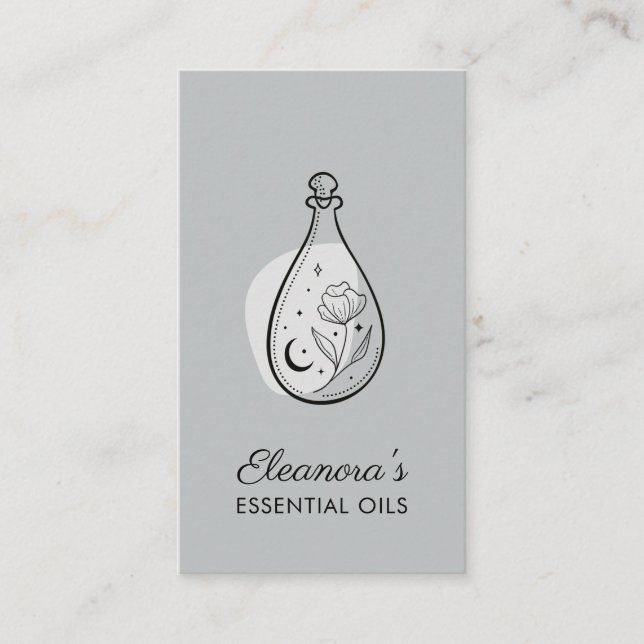 Elegant Grått Essential Oils Aromaterapi Visitkort (Framsida)