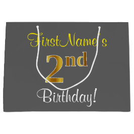 Elegant, Grått, faux Guld 2:a födelsedagen; eget n