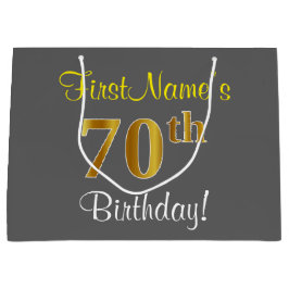 Elegant, Grått, Faux Guld 70:e födelsedagen + Namn