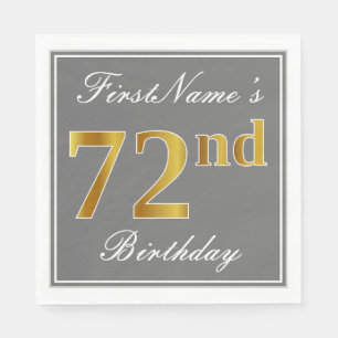 Elegant Grått, Faux Guld 72:a födelsedagen; eget n Pappersservett