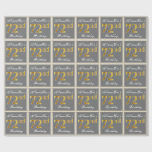Elegant, Grått, Faux Guld 72:a födelsedagen + Namn Presentpapper