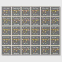 Elegant, Grått, Faux Guld 77:e födelsedagen + Namn