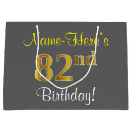 Elegant, Grått, Faux Guld 82:a födelsedagen + Namn