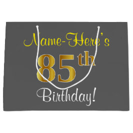 Elegant, Grått, Faux Guld 85:e födelsedagen + Namn