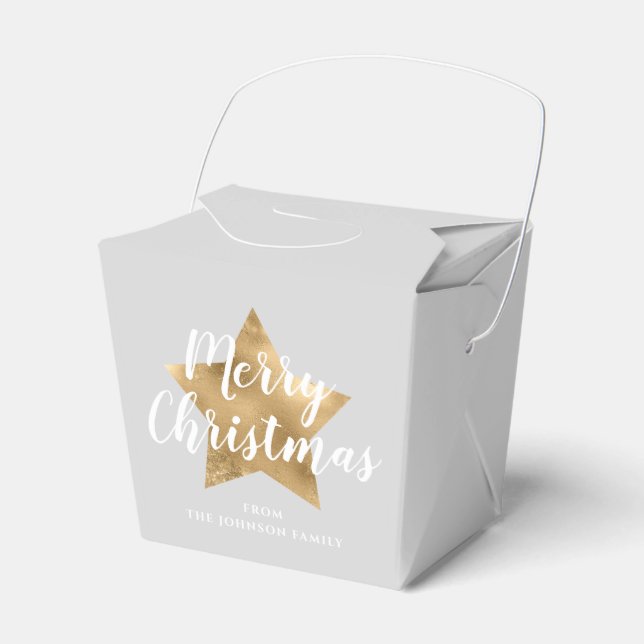 Elegant Grått Faux Guld Star God jul Presentaskar (Framsidan Sidan)