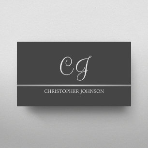 Elegant Grått Faux Silver Line Monogram Attorney Visitkort