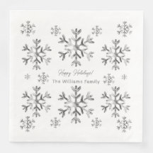 Elegant Grått Faux Silver Snöflingor jul Napk
