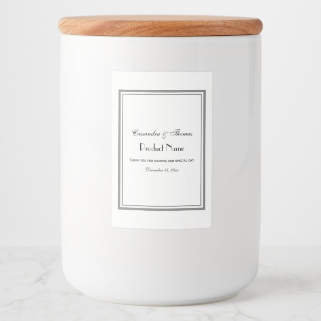 Elegant Grått Framed H Livsmedelsmärke Mat Etikett (Framsida)