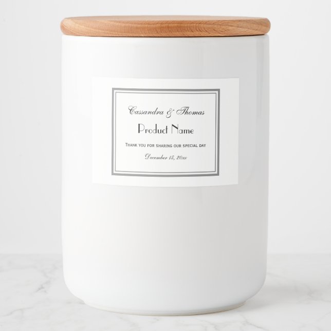 Elegant Grått Framed H Livsmedelsmärke Mat Etiketter (Framsida)