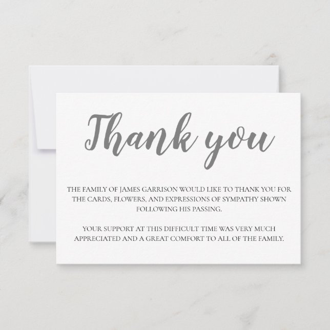 Elegant Grått Funeral Tack (Framsida)