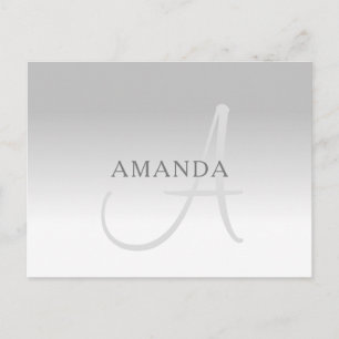Elegant Grått Gradient Anpassade Monogram Vykort