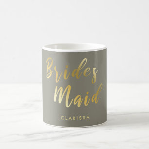 Elegant grått & guld bridesmaid kaffemugg