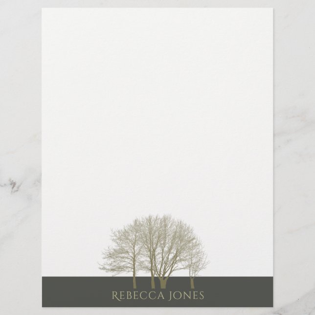 ELEGANT GRÅTT GULD FALL AUTUMN TRÄD MONOGRAM (Framsida)