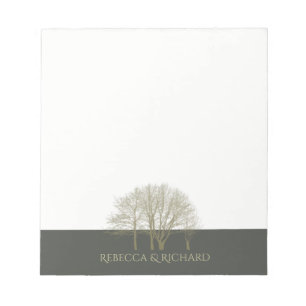 ELEGANT GRÅTT GULD FALL AUTUMN TRÄD MONOGRAM ANTECKNINGSBLOCK