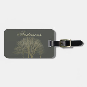 ELEGANT GRÅTT GULD FALL AUTUMN TRÄD MONOGRAM BAGAGEBRICKA
