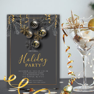 Elegant Grått Guld jul Party Inbjudningar