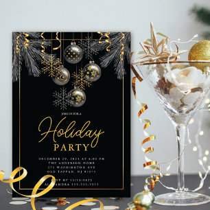 Elegant Grått Guld jul Party Inbjudningar