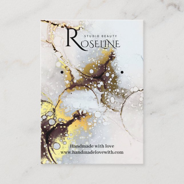 Elegant Grått Guld marble Jewlery Visning Visitkort (Framsida)