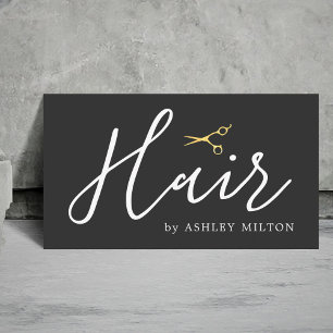 Elegant Grått Guld Sissors Hair Stylist Visitkort