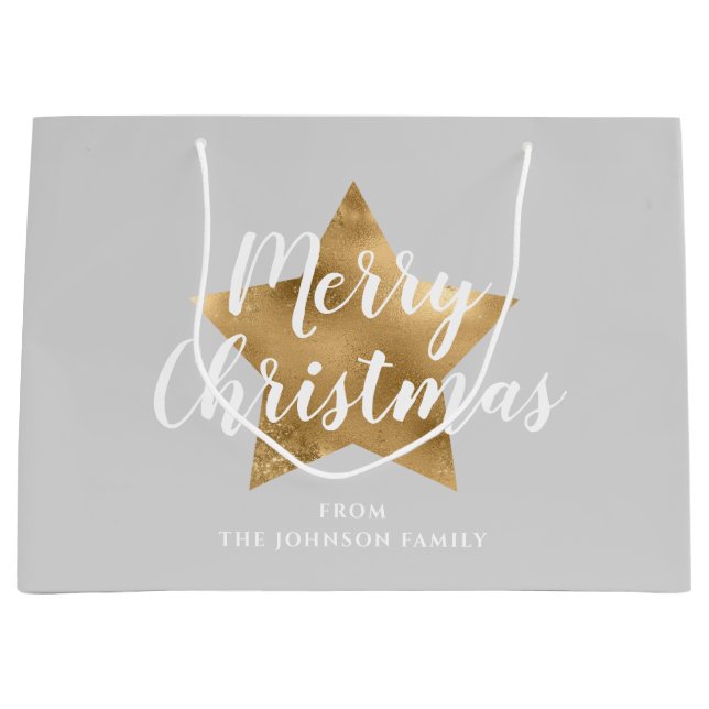Elegant Grått Guld Star God jul (Framsidan)