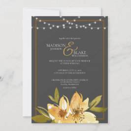 Elegant Grått, Gult och koppar Bröllop Inbjudningar