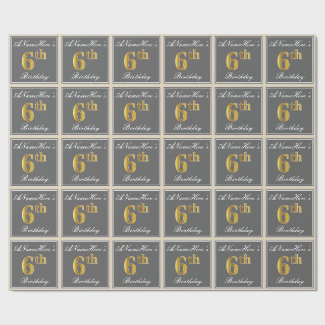 Elegant, Grått, helgdag vid Guld 6e Presentpapper (Platt)