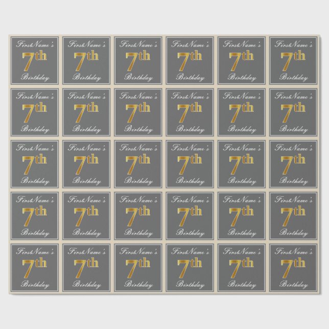 Elegant, Grått, helgdag vid Guld 7:e Presentpapper (Platt)