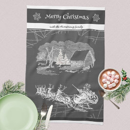 Elegant Grått Jultomten Säsong accent Kökshandduk