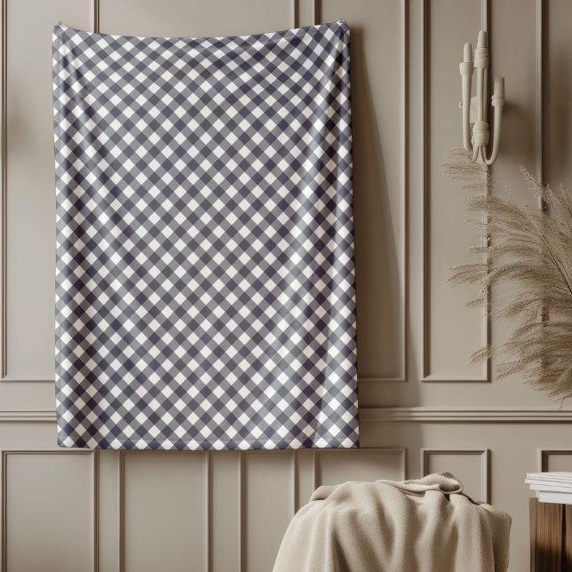 Elegant Grått-kontrollerad blanksteg för hemdäck Fleecefilt (Elegant Grey Checkered Blanket for Home Decor)