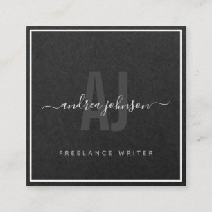 Elegant Grått Kraft Papper Freelance Writer Monogr Fyrkantigt Visitkort