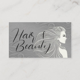 Elegant Grått Kurvor Hair & Beauty Salon Card Visitkort
