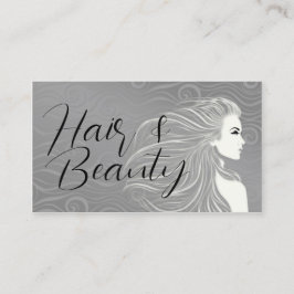 Elegant Grått Kurvor Hair & Beauty Salon Card Visitkort