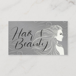 Elegant Grått Kurvor Hair & Beauty Salon Card Visitkort