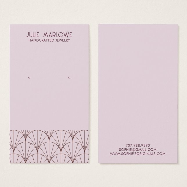 Elegant Grått Lavender Fläkt Mönster Öarring Visni Visitkort (Framsida & baksida)