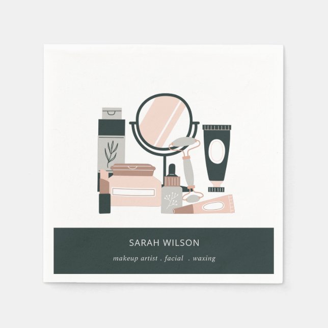 Elegant  Grått Makeup Artist Cosmolog Pappersservett (Framsidan)