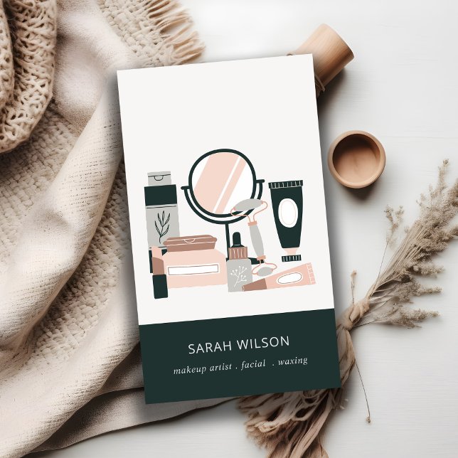 Elegant  Grått Makeup Artist Cosmolog Visitkort (Skapare uppladdad)