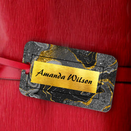 Elegant grått marble art faux guld glitter bagagebricka