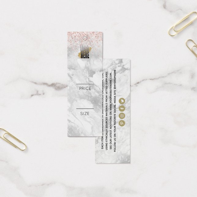 Elegant Grått Marble Your Logotyp Clothing Pris Mä Litet Visitkort (Kontor)