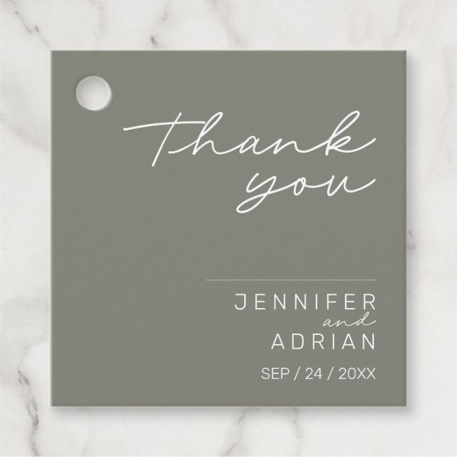 Elegant Grått Minimal Tack Bröllop Gåvor Etiketter (Framsida)