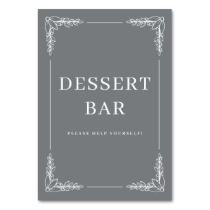 Elegant grått minimalistiskt dessertbarsskylt bordsnummer