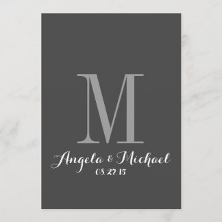 Elegant Grått Monogram inledande bröllopsinbjudan Inbjudningar