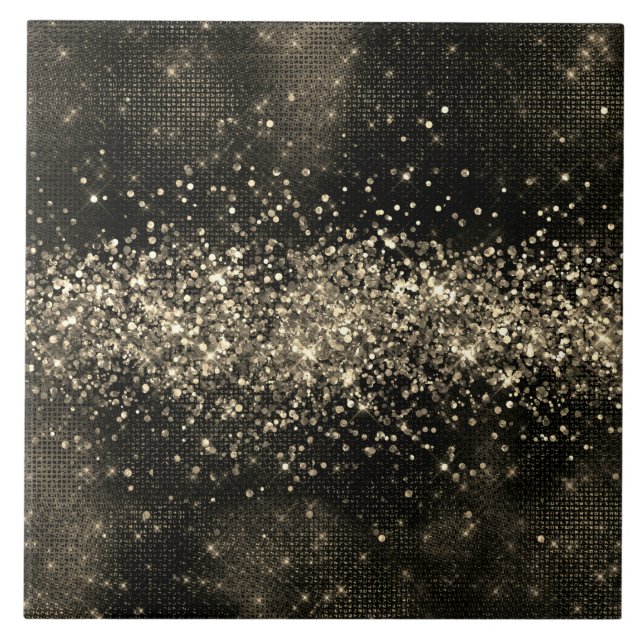 Elegant grått monokroma faux glitter kakelplatta (Framsidan)